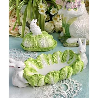 Cerâmica Europeia Repolho Chinês coelho prato de frutas Prato para lanches de frutas secas Caixa de creme de manteiga Garfo para frutas Jarra Decoração de mesa