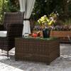 62 X 62cm Glass Top Rattan Side Table Brown