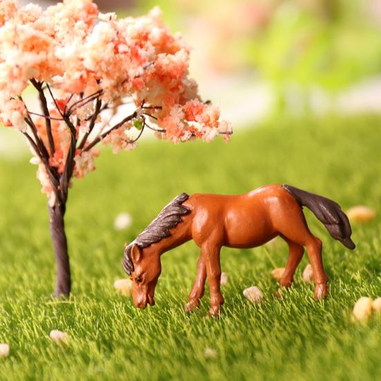 Micro Landscape Ornaments Realistic Horse Miniature Waterproof Small Horse Figurine for Moss Gardens Fish Tanks Desk Decor