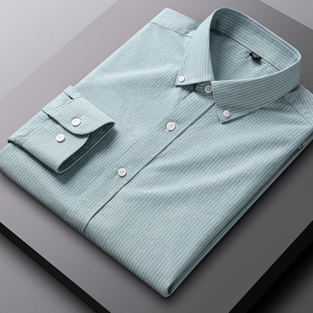 Herren Langarm Oxford Button-Down Hemden Freizeitkleidhemd für Herren Bequem 100% Baumwolle Mehrere Karomuster/Gestreift Herrenbekleidung