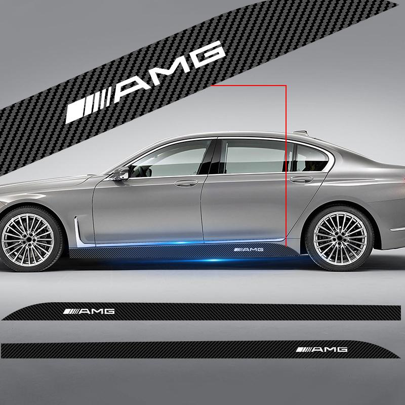2Pcs Car Door Side Stripes Skirt Sticker Body Vinyl Decal Car Styling For Mercedes-Benz AMG C500 C200 C300 A B C E GLA CLA GLK GL ML GLE W204 W205