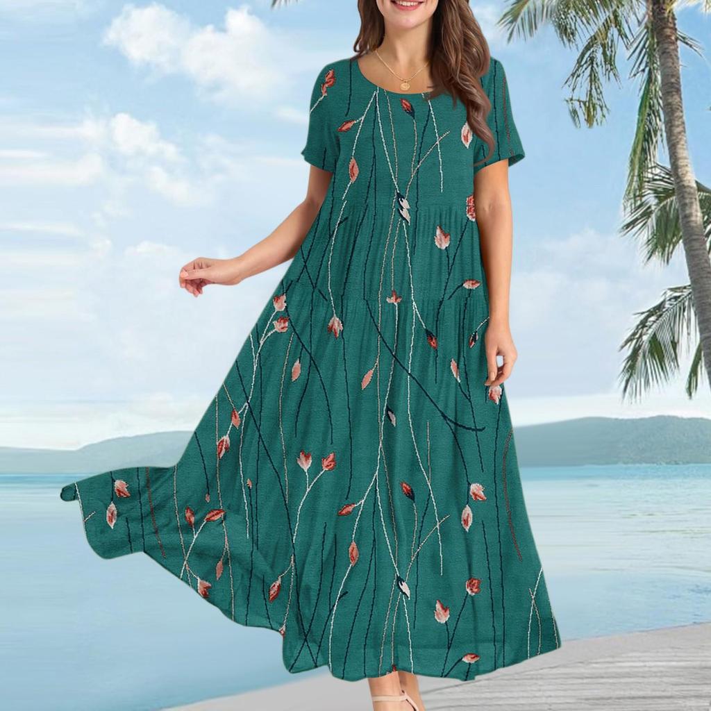 2026Y2 Floral Casual Vacation Dress Big Pendulum Medium and Long Dress Women's New Skirt
