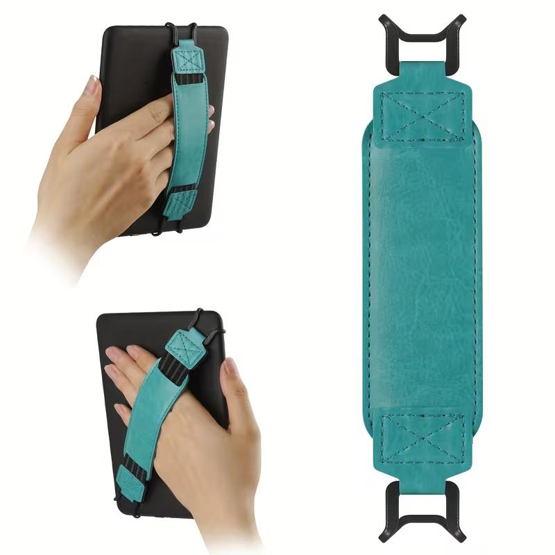 Elastic Tablet Hand Strap, Adjustable PU Leather Finger Grip for 6-8 Inch E-Readers Travel Commute and Home Use