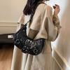 Crescent Commuter Fashion Biker Single Shoulder Women's Bag Rivets Personality Pleats Armpit Crossbody Bag
