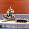 2026 Brass Dragon Boat Feng Shui Wealth Luck Mini Ornament for Office Desktop Living Room Home Decor Smooth Sailing Design