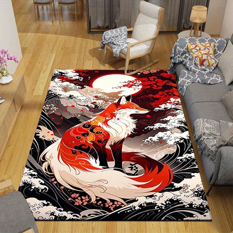 1pc Mysterious Fox Print, Design Indoor Area Rug, Soft, Anti-Slip, and Durable Gaming Room Decor for Bedroom, Living Room, and Exercise Rugs