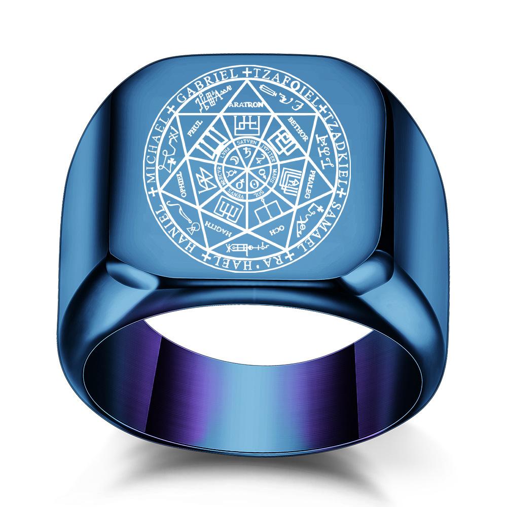 Kreativer Titanstahl Glatter Ring Herren Retro Punk Quadratisch 18MM Fingerring