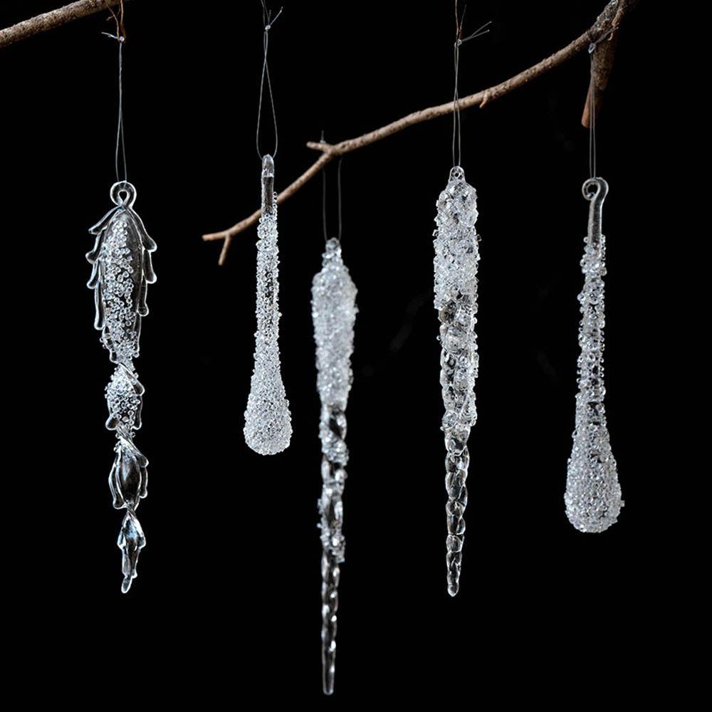 Transparent Christmas Hanging Pendants Water droplet Acrylic Christmas Decorations Hanging Ice Bar Xmas Tree Embellishment