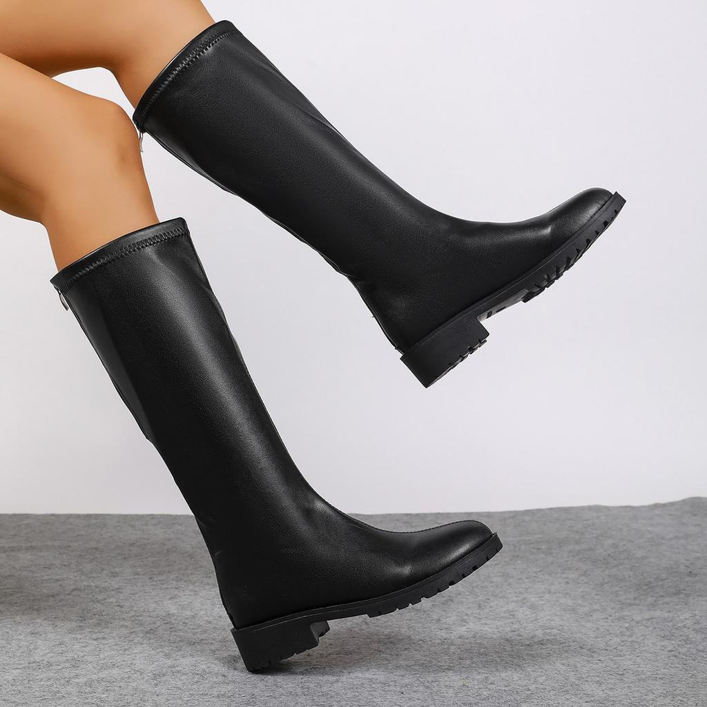 Square Toe But Knee Boots, Women's Autumn and Winter New Thick Legs, Slim Thick Heels, Skinny High Boots, Plush Knight Boots
