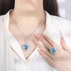 Jewelry Copper Bottom Gold-Plated Simulation Topa Blue Love Pendant Ring Set Main Stone 15 * 15