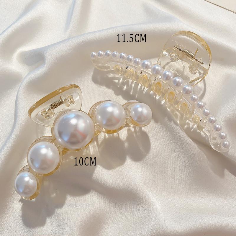 Vintage Pearl Clips Set Large Claw Korean Ponytail Big Barrettes Jaw Hairpins For Women Hair Accessories Hairgrip Gift