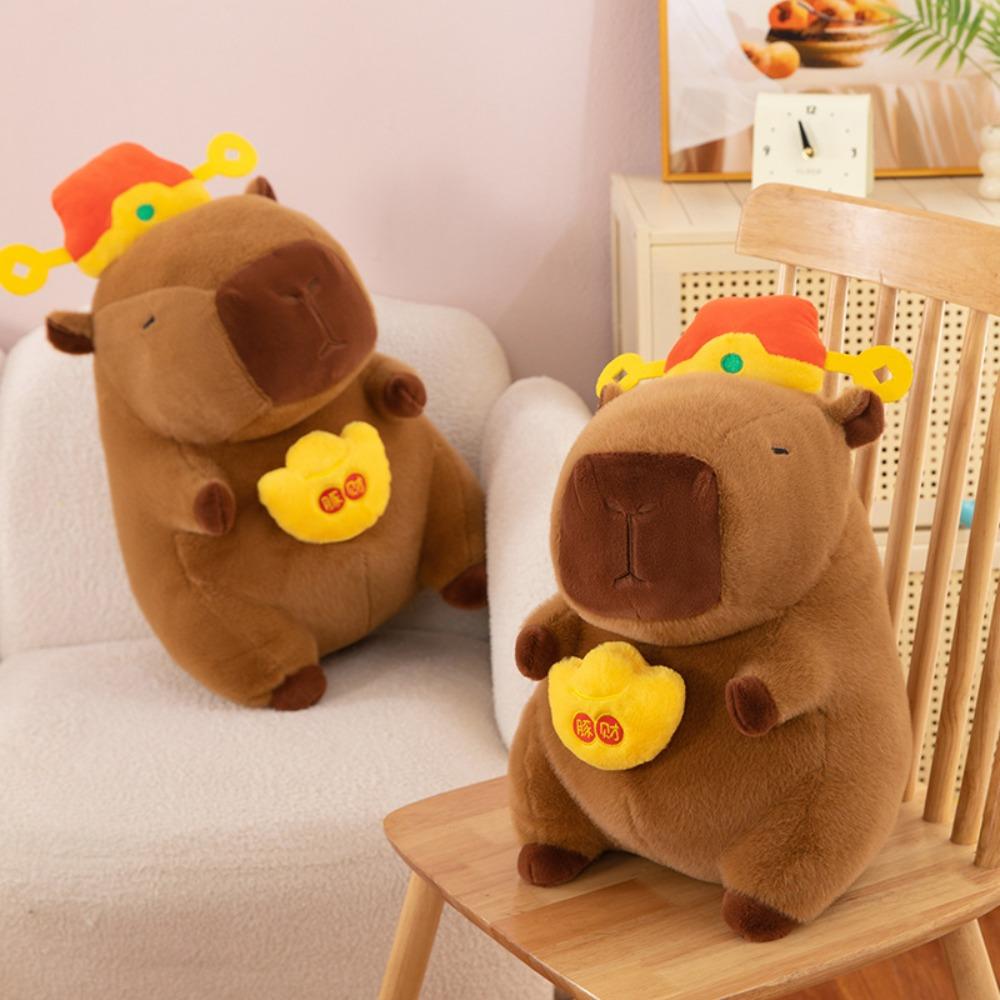 God of Wealth Capybara Plush Toy Cartoon Capibara Fluffty Doll Capybara Plush Doll  Home Decor