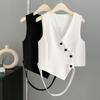 Women's 2024 Summer Irregular Black Sleeveless Suit Vest
