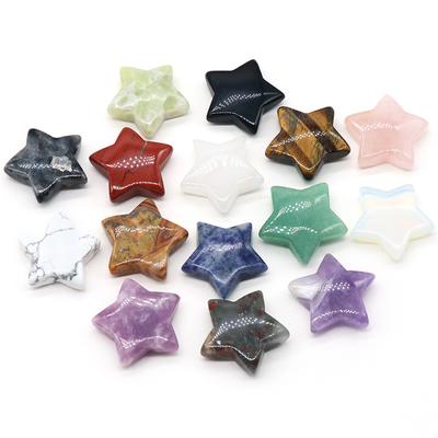 6 adet/paket Doğal Taş Süsleme Dekoratif Yıldız Şekli Aura Şifa Kristal Gül Kuvars Küçük Ev Mobilyaları Taş Dekor Takı 30 × 30mm