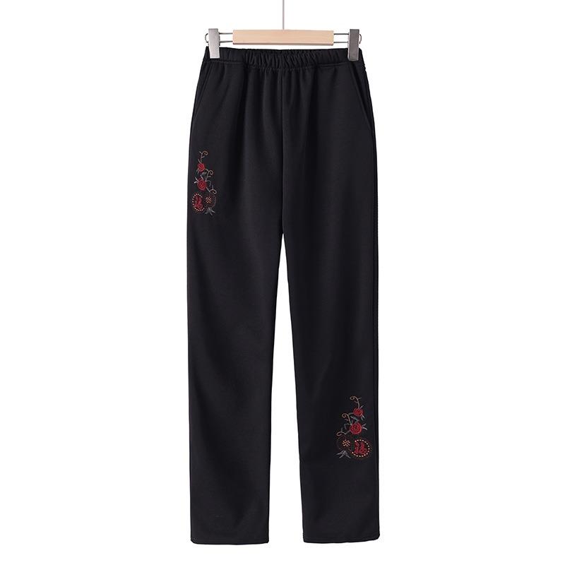 Medium and Elderly Women's Pants Winter Clothing Grandma Elastic Waist Loose Velvet Pants Outer Wear Thickened Mother Cotton Pants Casual Pants