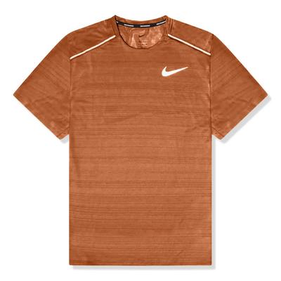 Miler Logo Print Pullover Quick-Dry Breathable Round Neck Short Sleeve T-Shirt Men Tops Dark-Red-Brown AJ7566-246