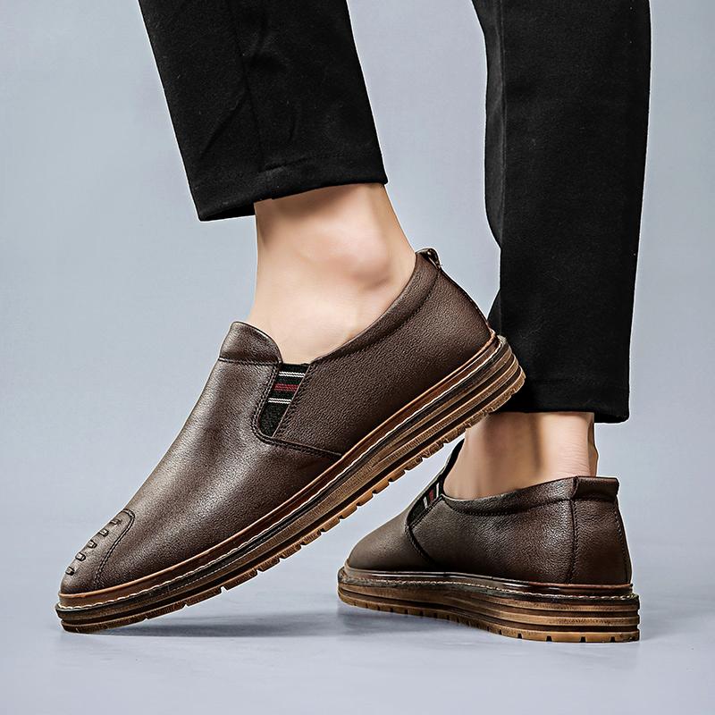 Genuine Leather Quality Men'S Shoes Brand Men Casual Shoes Luxury Business Platform Shoes Breathable Slip On Driving Moccasins