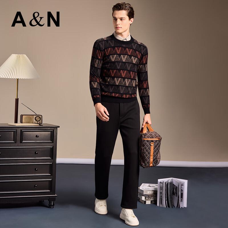 Antonio Men's 100% Merino Wool Thick Round Neck Sweater