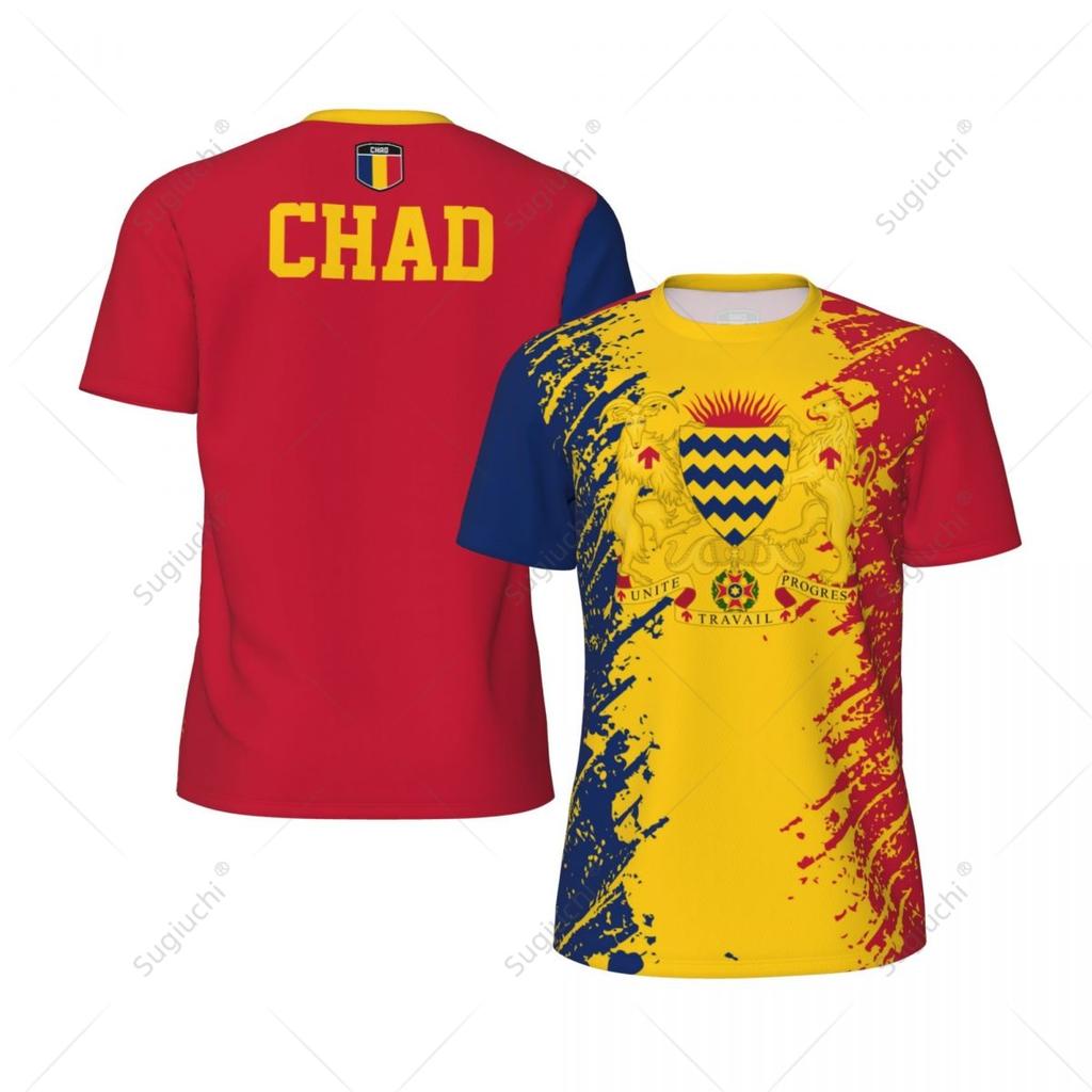 Exclusive Design Chad Flag Grain 3D Printed Men For Running Bike Soccer Tennis Fitness Sports Tshirt Mesh Fans Short T-shirt