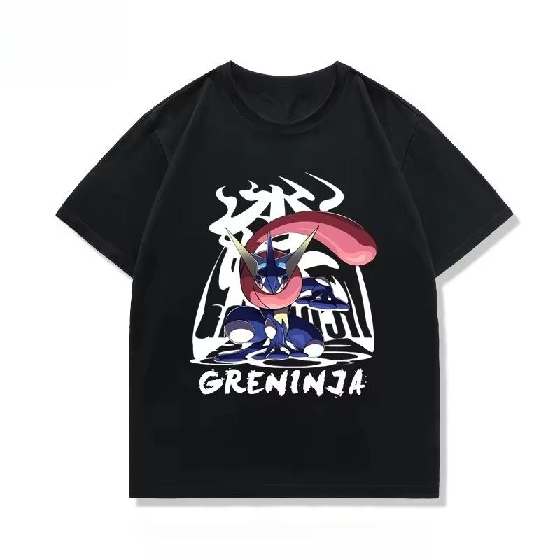 

MINISO Greninja Cartoon Hand-painted Japanese T-shirt for Men and Women Summer New Harajuku Loose Casual Short-sleeved Top 4XL