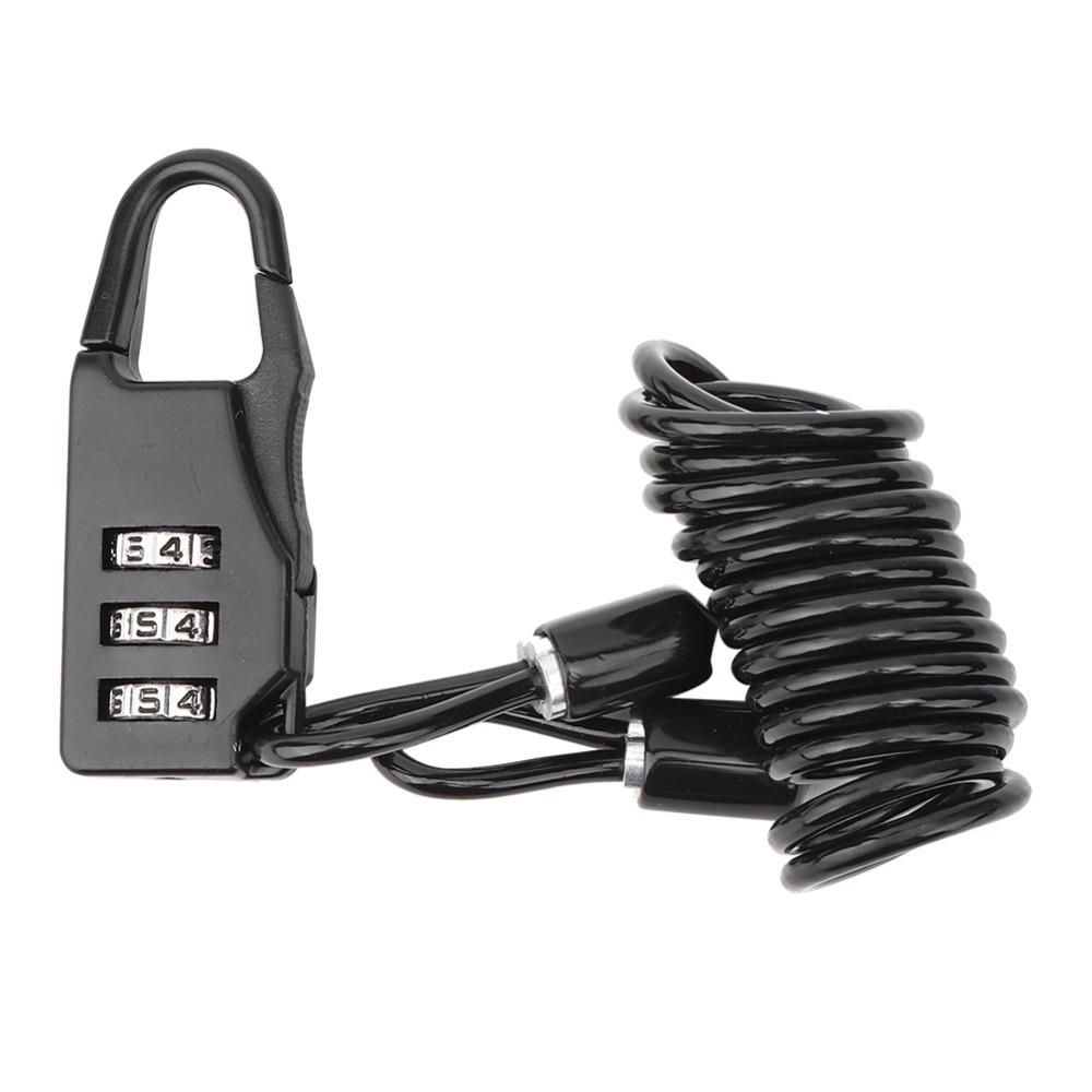2PCS 3 Digit Bicycle Cable Lock Mini Motorcycle Helmet Lock Durable Bike Password Lock  Bicycles