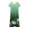 Fashion Women's Summer V-Neck Short Sleeve Floral Print Beach Dress