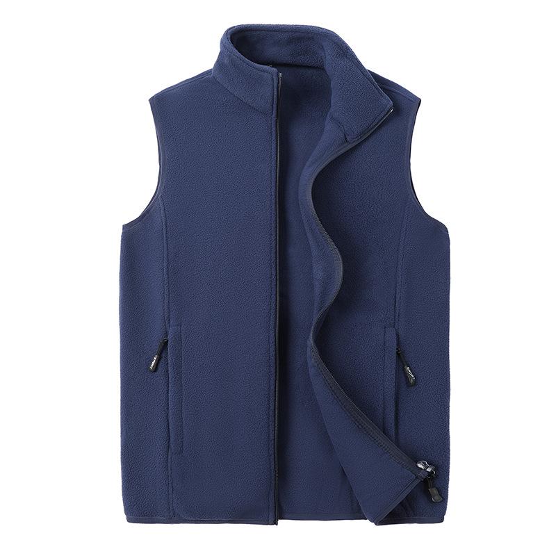 Men's Autumn & Winter Double-Sided Fleece Vest - Stand-Up Collar, Thickened, Warm, Sporty & Casual Style.