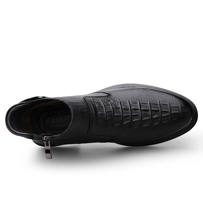 Herbst und Winter Übergröße 46 High-Top Krokodilmuster Lederschuhe Herren Rindsleder Britischer Trend Seitenreißverschluss Fußbedeckung Martin