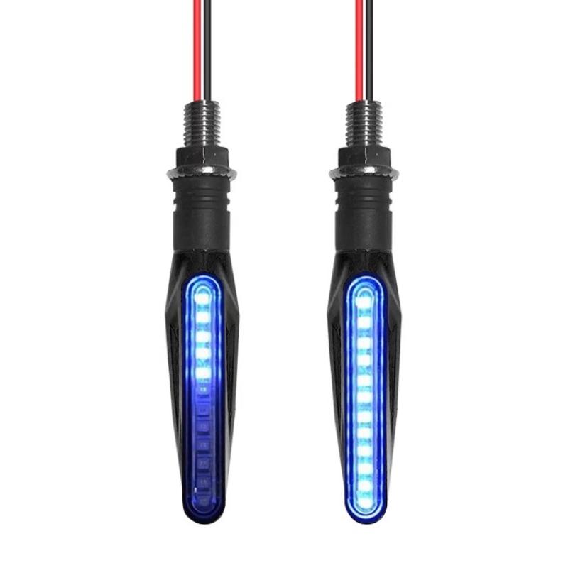 2PCS Universal LED Motorcycle Turn Signals - 12V IP68 Waterproof Amber Flasher Indicator Rear Lights