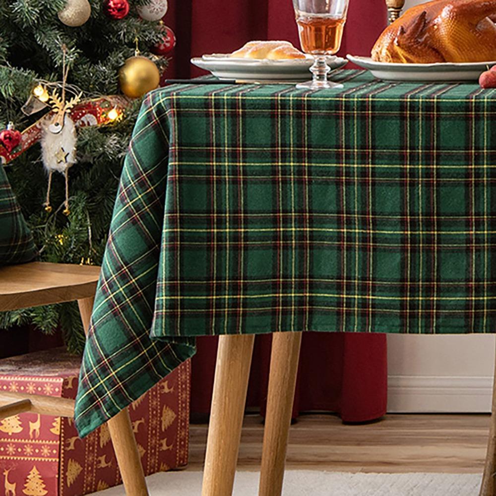 Christmas Table Cover Red Plaid Simple Tablecloth for Hotel Decor