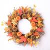 R-029  Harvest Thanksgiving Christmas  Autumn Sunflower Hanging Artificial Fall Wreath with Pumpkin Maple Leaves Door Decor