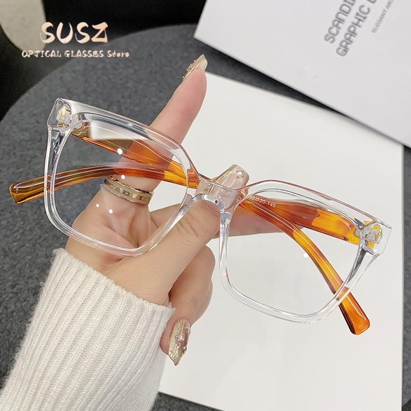 SUSZ Reading Glasses Colorful PremiumRectangle Light BlockingWomen's Fashion Myopia Glasses Prescription Progressive Eyeglasses