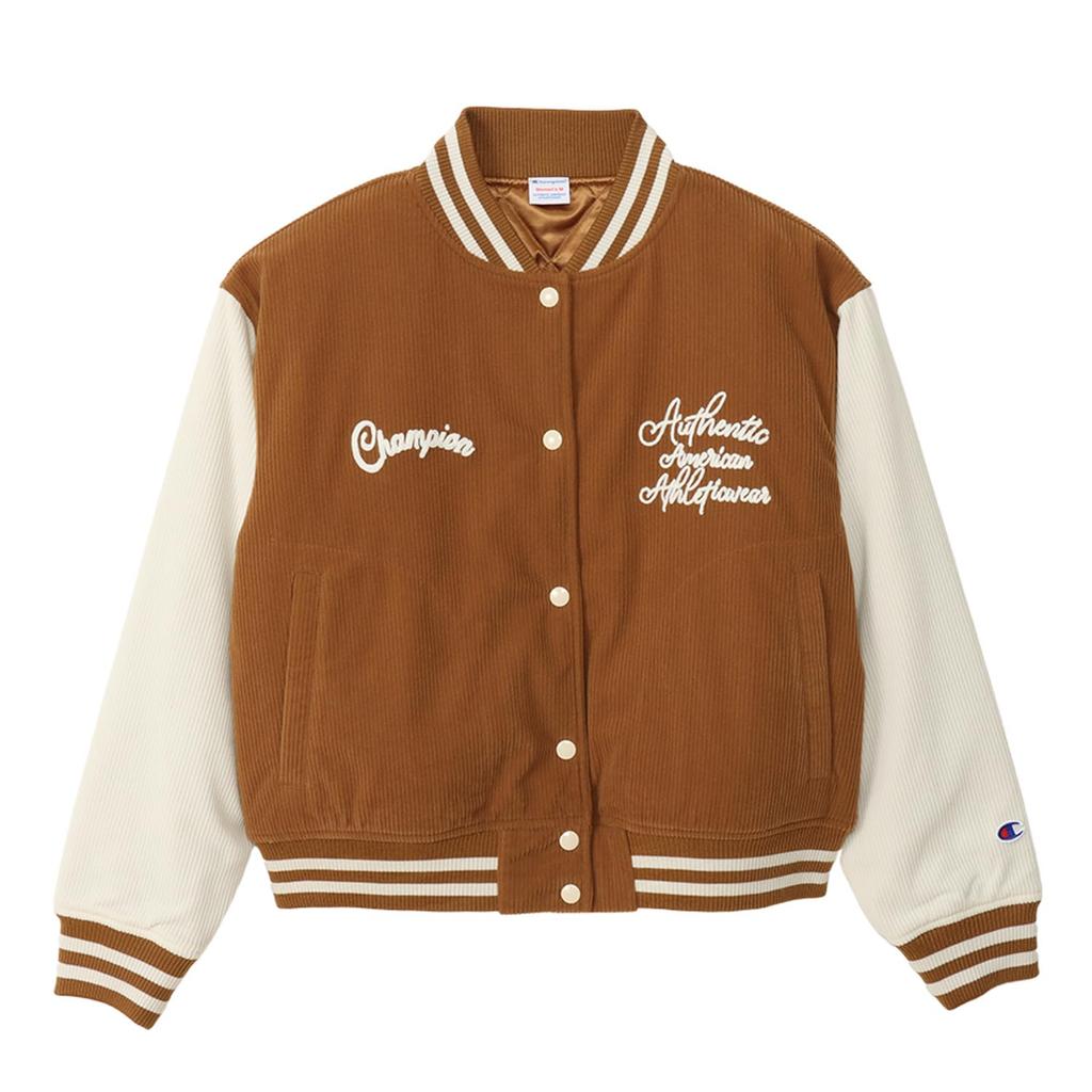 Champion Long Sleeve Graphic Logo Print Snap Jacket in Mocha Women's (CW-A603)
