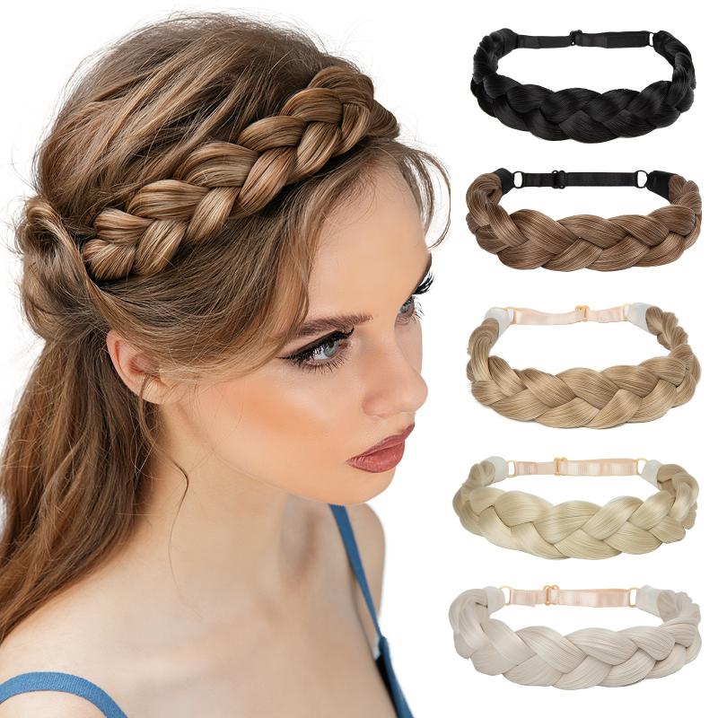 1 Pcs Synthetic Premium Adjustable Handmade Wig Braided Elastic Band Hair  Braiding Hair Headband Headwear For Women