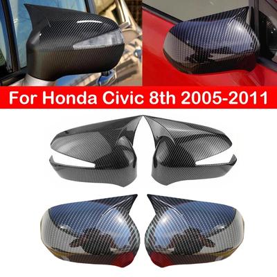 Dla Honda Civic 8th 2005-2011 Samochodowa Pokrywa Lusterka Bocznego Skrzydło Nakładka Naklejka Drzwi Widok z Tyłu Obudowa Wykończenie Wygląd Włókna Węglowego Czarny