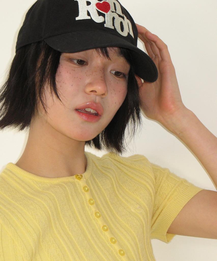 RONRON Heart Rr Symbol Stitch Ball Cap Black
