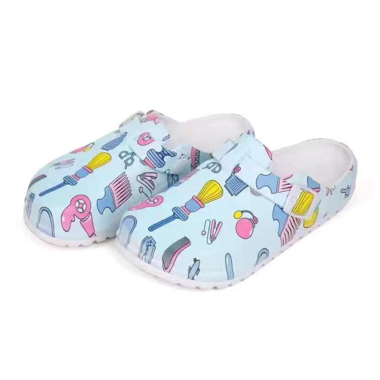 Women's Backless Cartoon Print EVA Slippers - Durable, Soft Sole Hospital Footwear