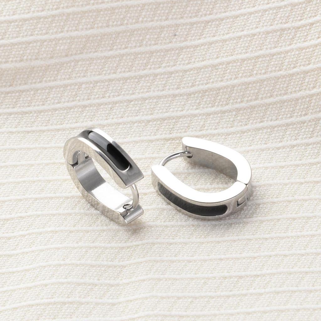 24K Gold-Plated European & American Oval Epoxy Titanium Ear Cuffs: Trendy Slim-Face Earrings