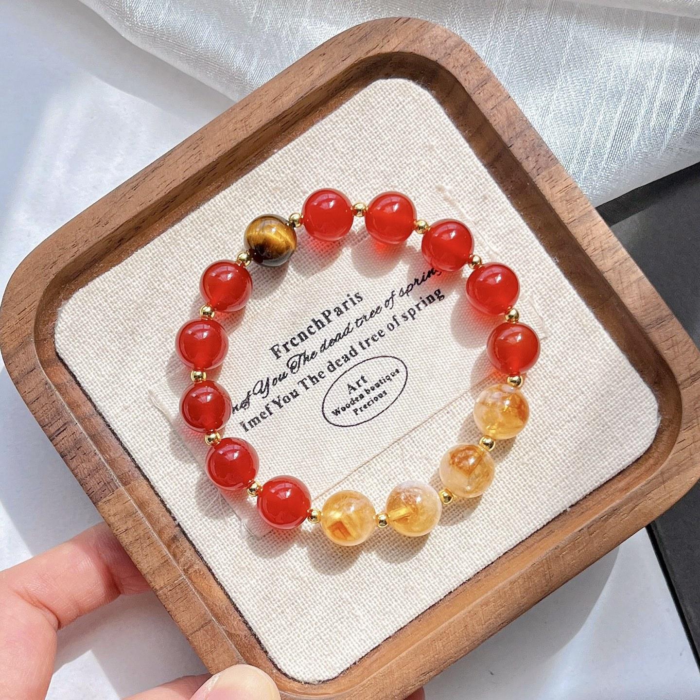 10Mm Natural Huangta Crystal Chalcedony Design Bracelet Bracelet