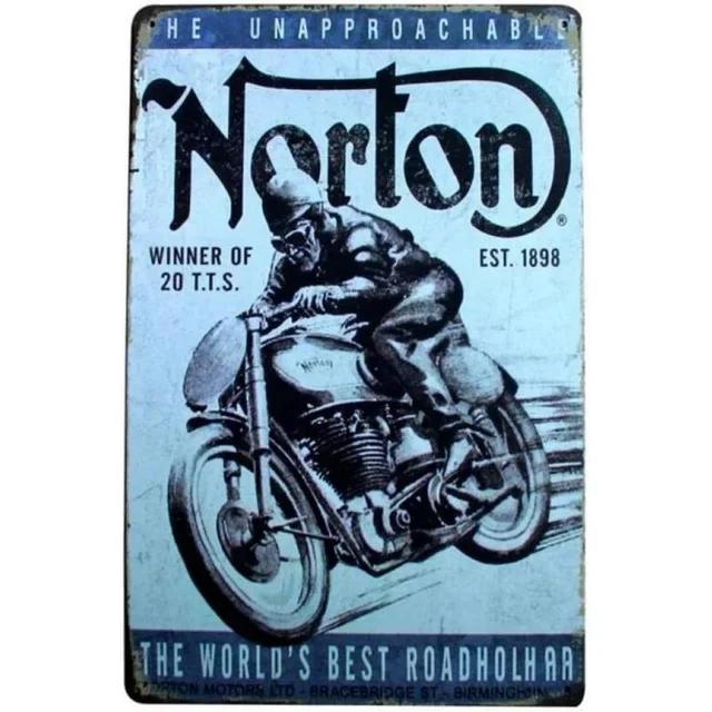 Vintage Triumph Norton Motorcycle Metal Tin Sign  Retro Iron Wall Poster for Bar Cafe Garage Home Decor  Metal Plaque Sheet