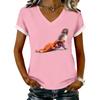Women's Casual Printed T-Shirt V Neck Pullover Short Sleeve Top