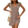 Spring and Summer Beach Casual Dress Deep V-neck Pleated Lotus Leaf Sleeve Loose Vest