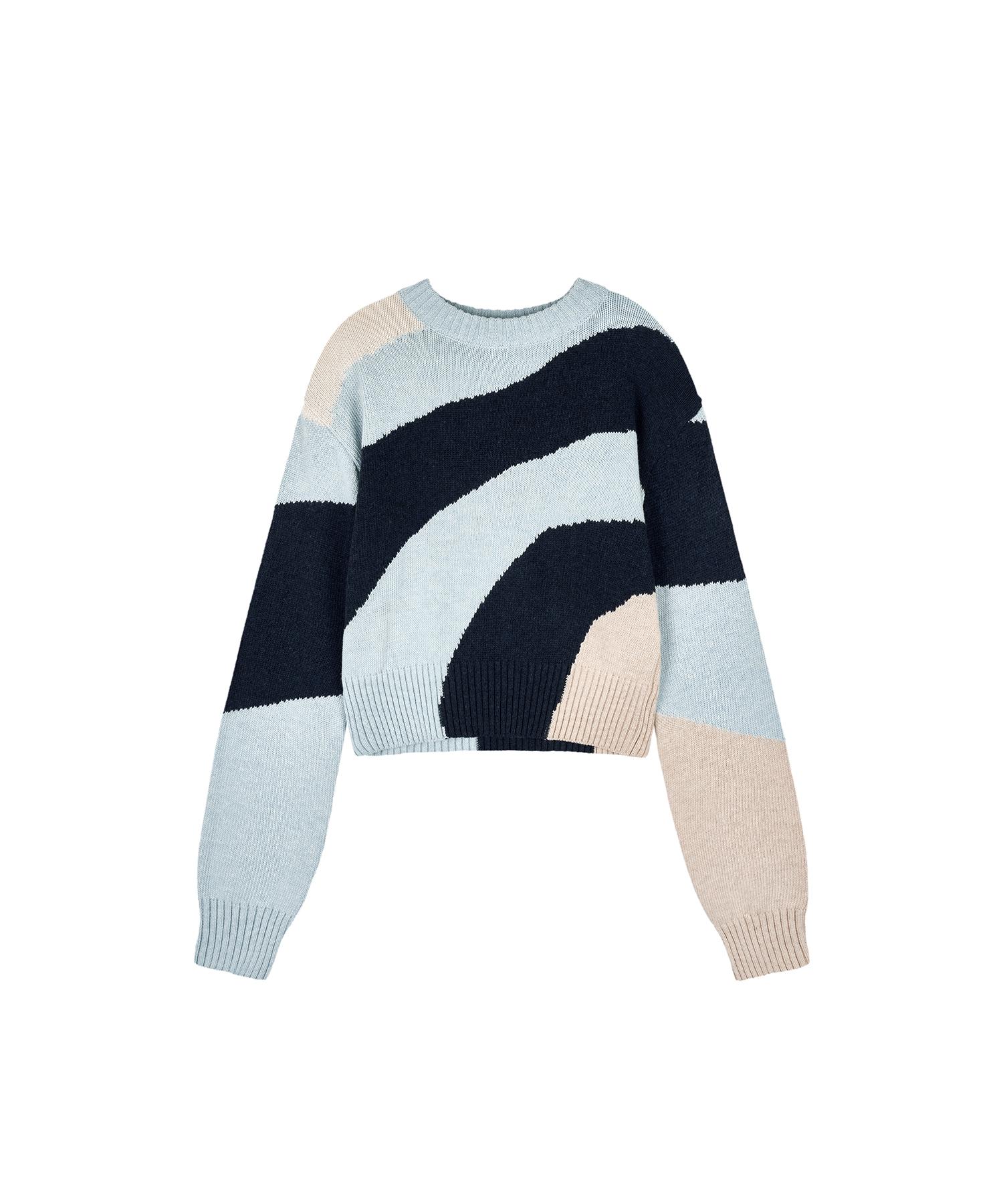 B-Flat Benetton Rhythmic Knit Pullover (Sky Blue) Os