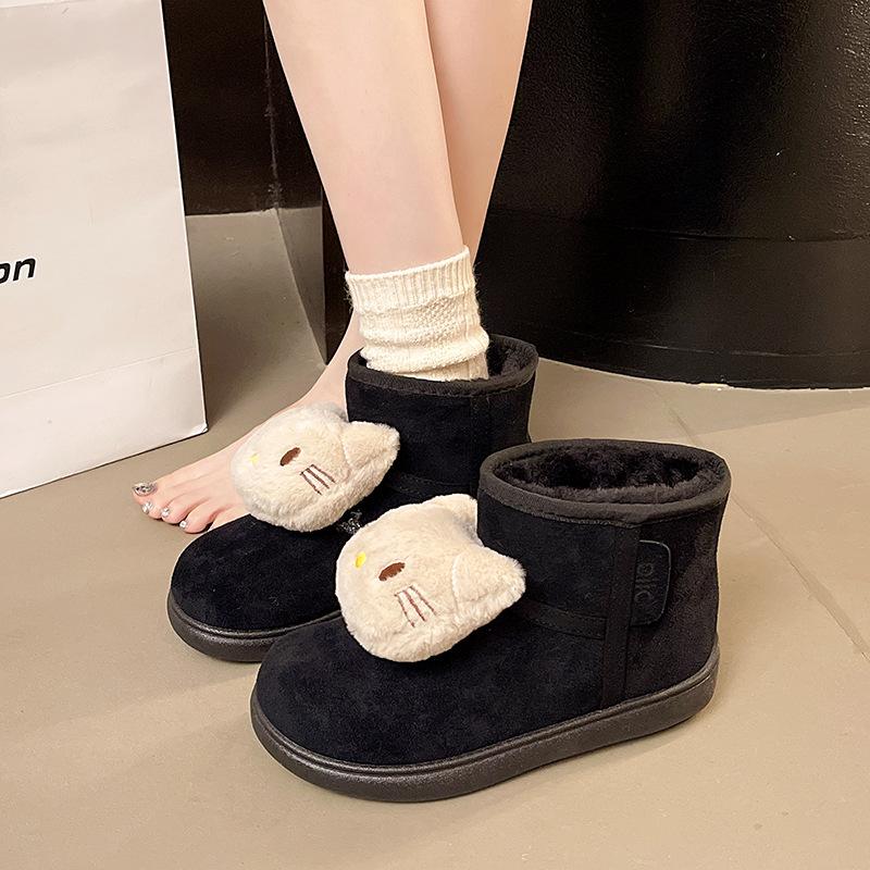 

Women s fashion cartoon thick sole lightweight winter warm snow boots plush lined non-slip wear-resistant casual outdoor sports cotton boots 40 чёрный