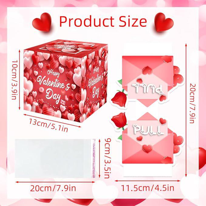 Romantic Valentine's Day Surprise: Money Pulling Box with Heart Balloon & Card Topper for Couples