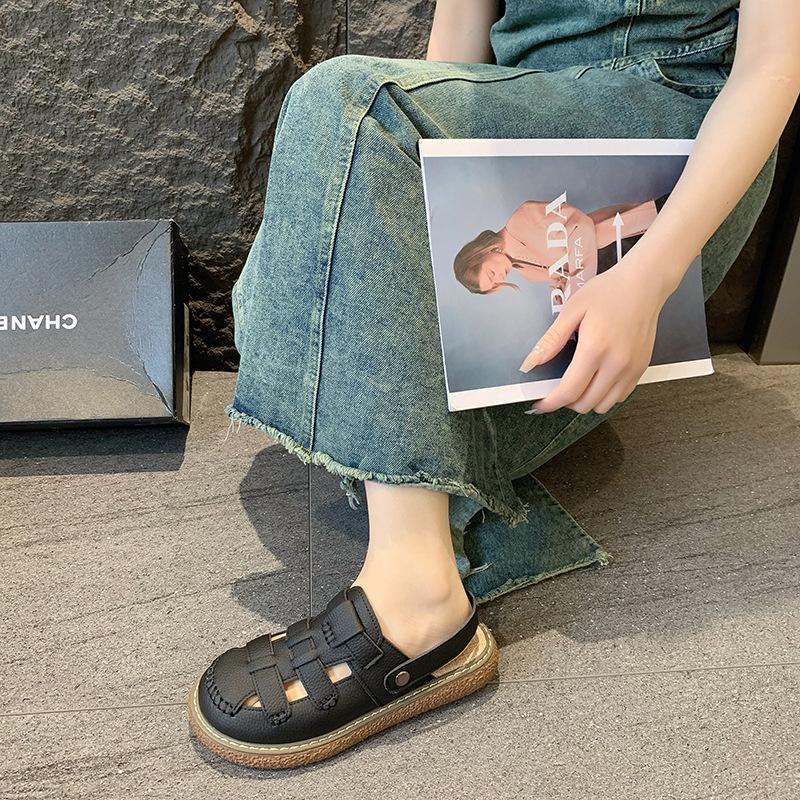 Baotou sandals women's new summer hole shoes two wear platform half slippers beach Roman sandals durable