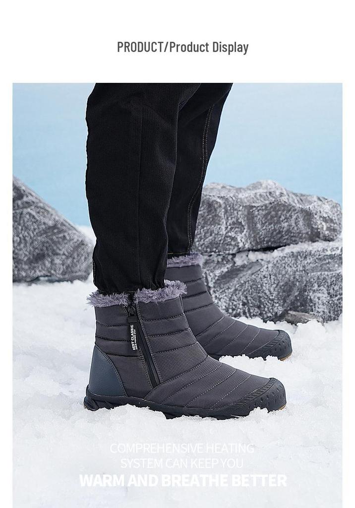Unisex Mid-Top Waterproof Winter Snow Boots with Anti-Slip Sole and Plush Lining