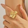 Stainless Steel Flower Rings For Women Gold Color Elegant Aesthetic Adjustable Floral Ring Luxury Ladies Jewelry Wedding Gift