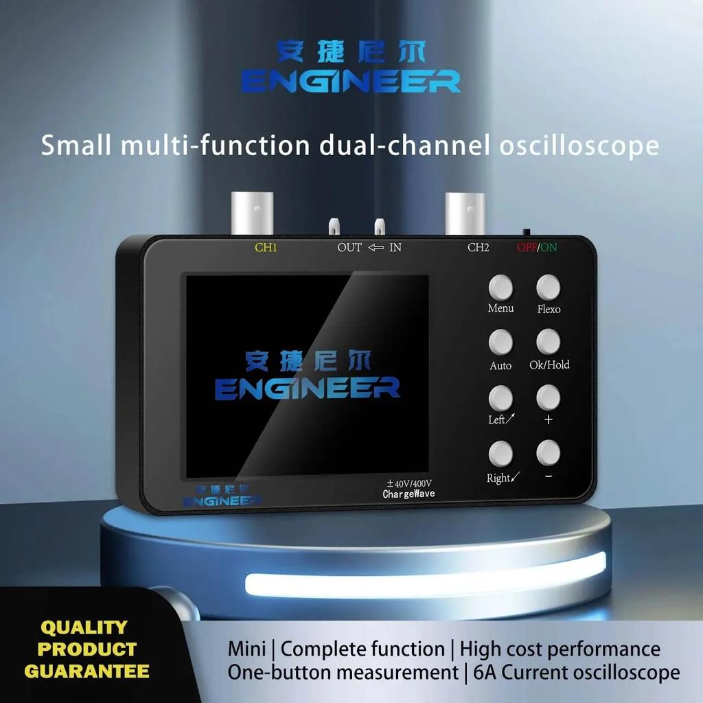 3.2 Inch Handheld Dual Channel Digital Oscilloscope Multimeter Signal Generator 10Mhz Bandwidth 50MSa/s Sampling Rate
