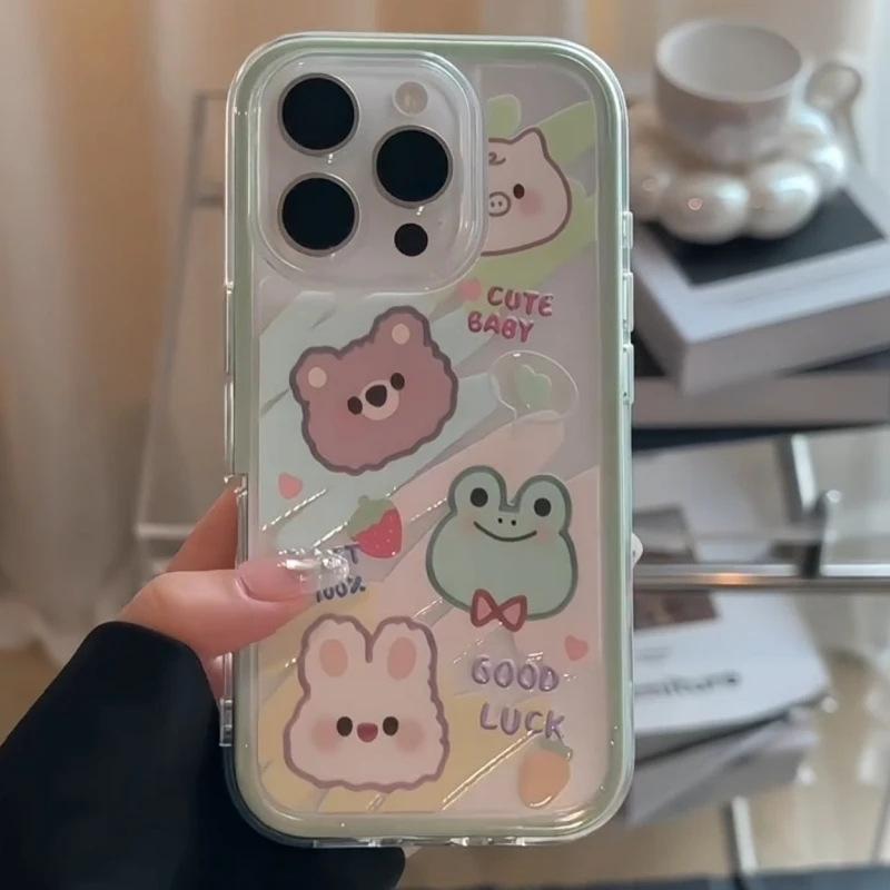 Graffiti Four Animal Avatars Suitable for Apple 17 Pro Mobile Phone Case iPhone16 Two-in-one 15 Color Edge 13/14